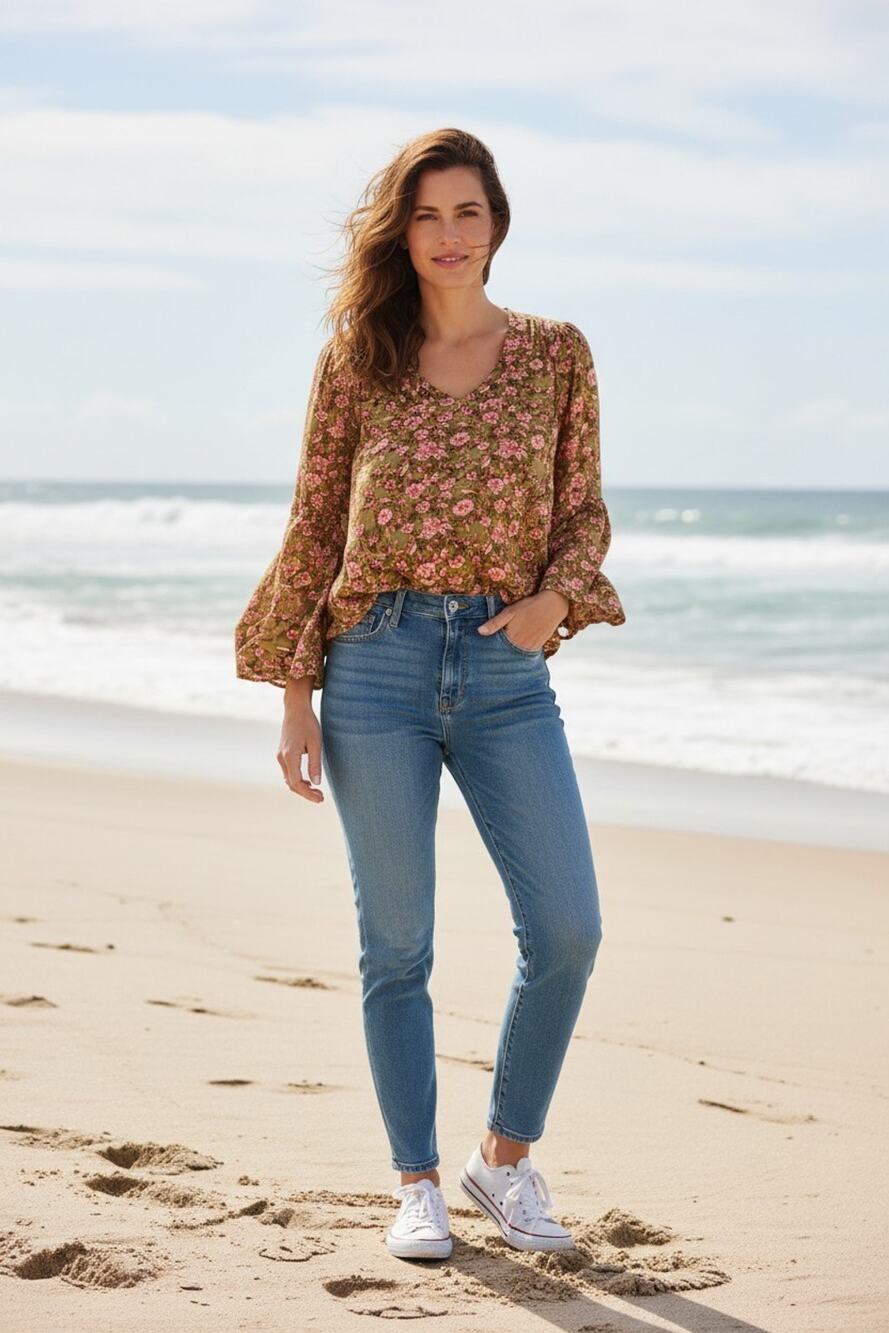 Jessica Simpson Boho Cottagecore Blouse Women Large Whimsical Indie Femme